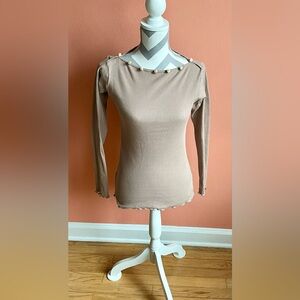 Baserange Ribbed Tan Long Sleeve Top